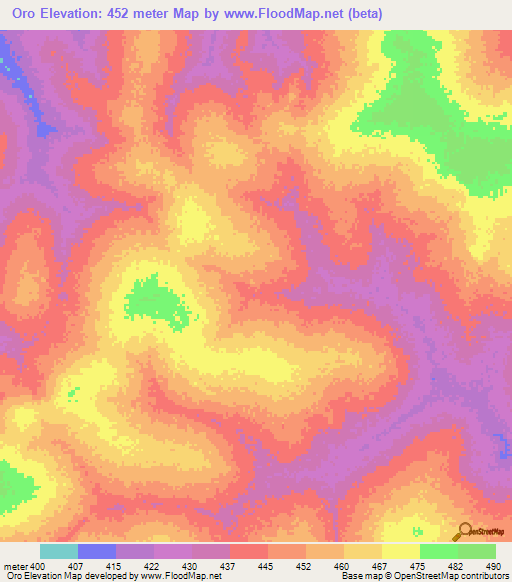 Oro,Chad Elevation Map