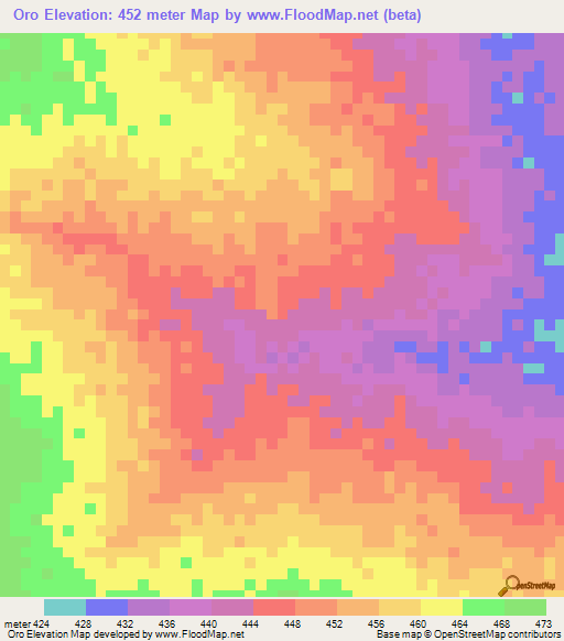 Oro,Chad Elevation Map