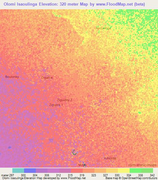 Olomi Isaoulinga,Chad Elevation Map