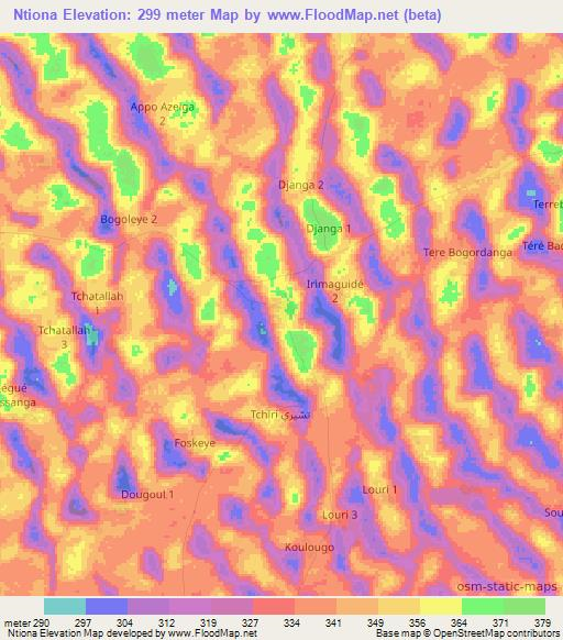 Ntiona,Chad Elevation Map