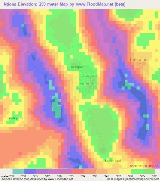Ntiona,Chad Elevation Map