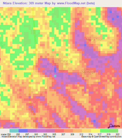 Ntiara,Chad Elevation Map
