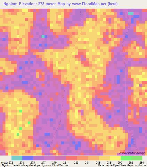 Ngolom,Chad Elevation Map