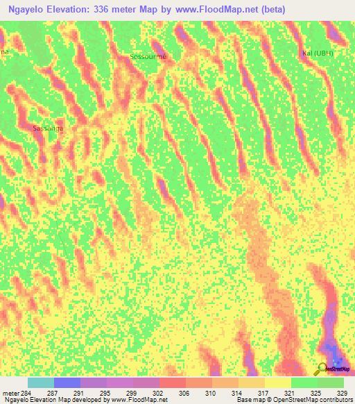Ngayelo,Chad Elevation Map