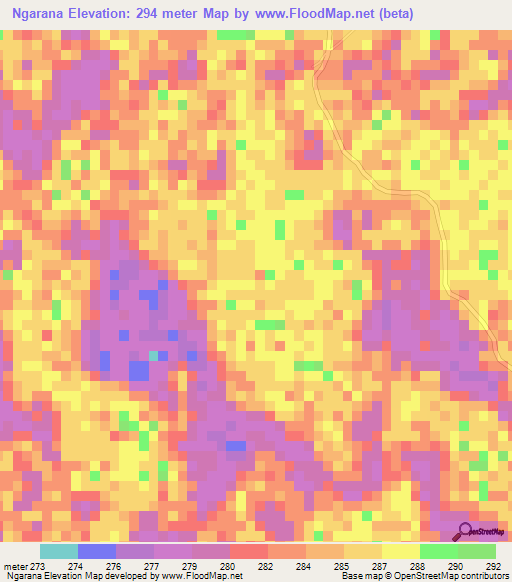 Ngarana,Chad Elevation Map