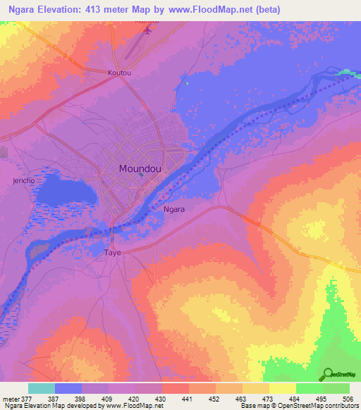 Ngara,Chad Elevation Map