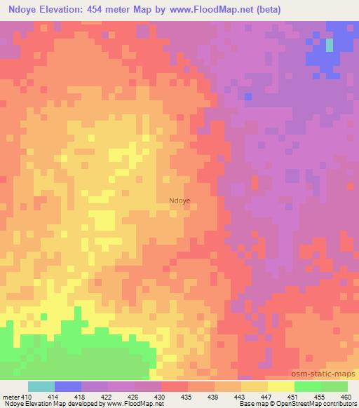 Ndoye,Chad Elevation Map