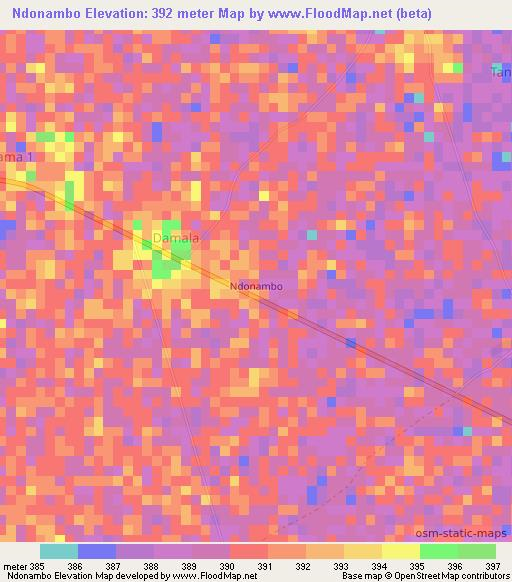 Ndonambo,Chad Elevation Map