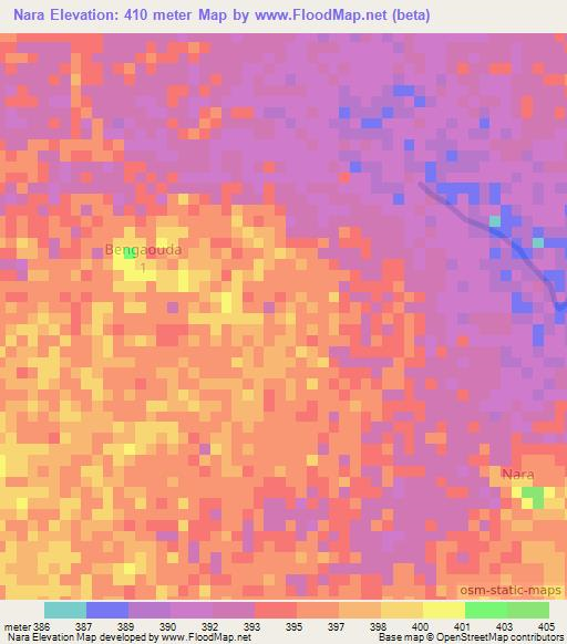 Nara,Chad Elevation Map