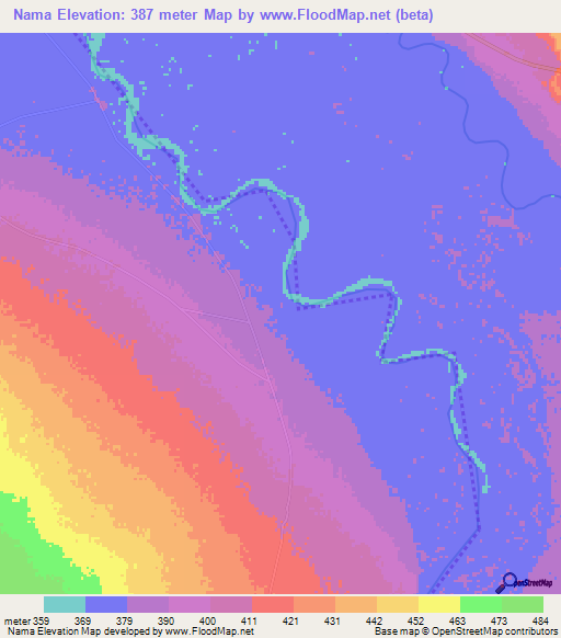 Nama,Chad Elevation Map