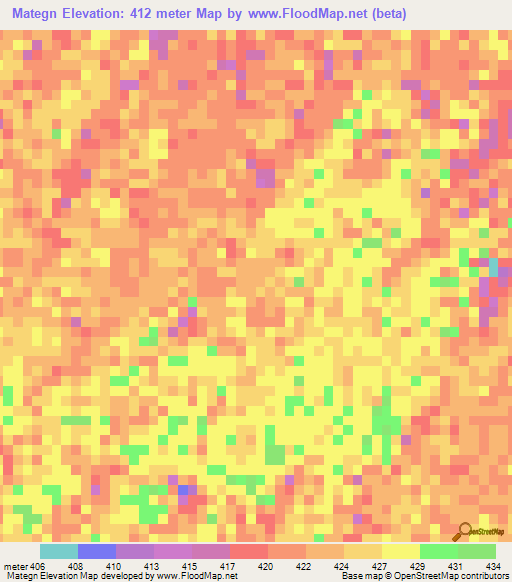 Mategn,Chad Elevation Map