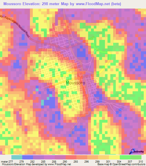 Moussoro,Chad Elevation Map