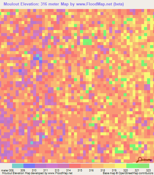 Moulout,Chad Elevation Map