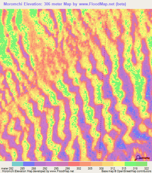 Moromchi,Chad Elevation Map
