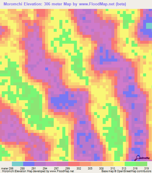 Moromchi,Chad Elevation Map