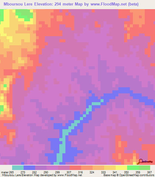 Mboursou Lere,Chad Elevation Map