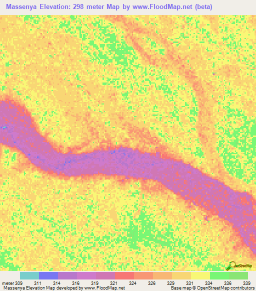 Massenya,Chad Elevation Map