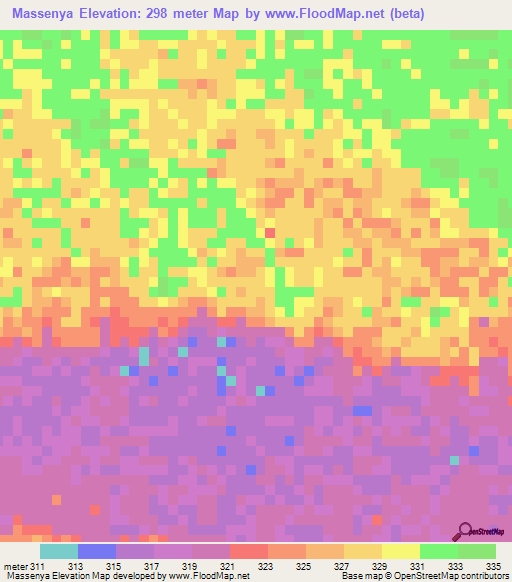 Massenya,Chad Elevation Map
