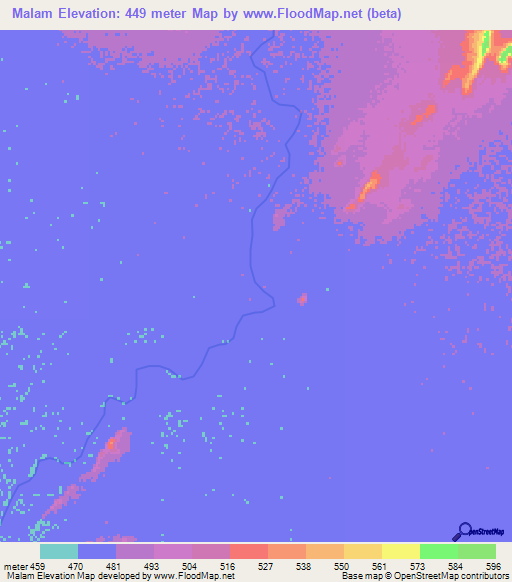 Malam,Chad Elevation Map