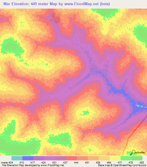 Mar,Chad Elevation Map