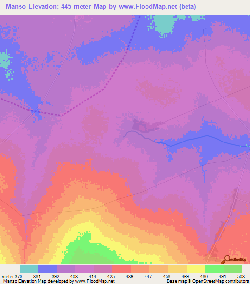 Manso,Chad Elevation Map