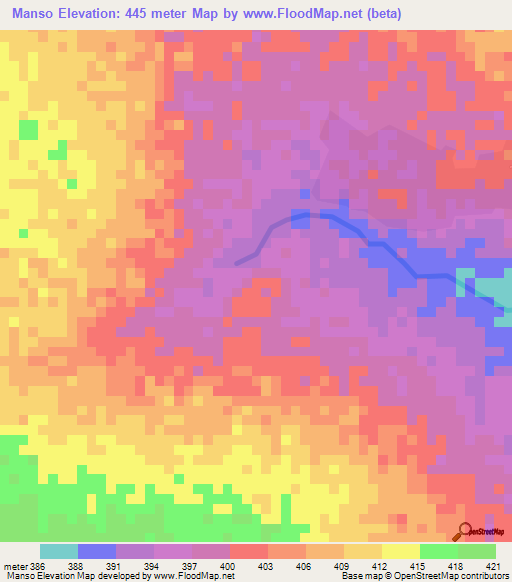 Manso,Chad Elevation Map