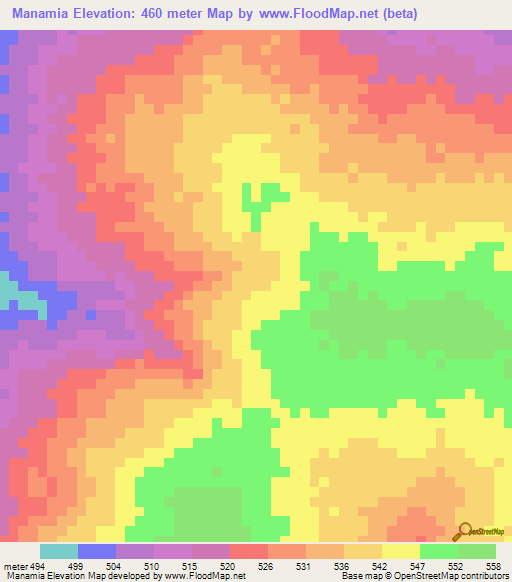 Manamia,Chad Elevation Map