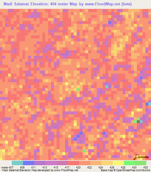 Madi Salamat,Chad Elevation Map