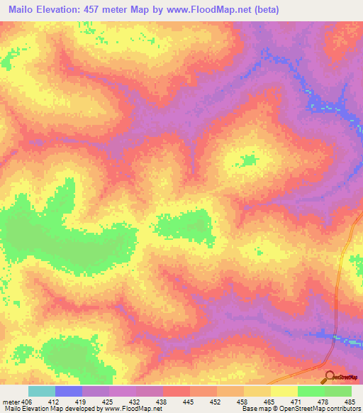 Mailo,Chad Elevation Map