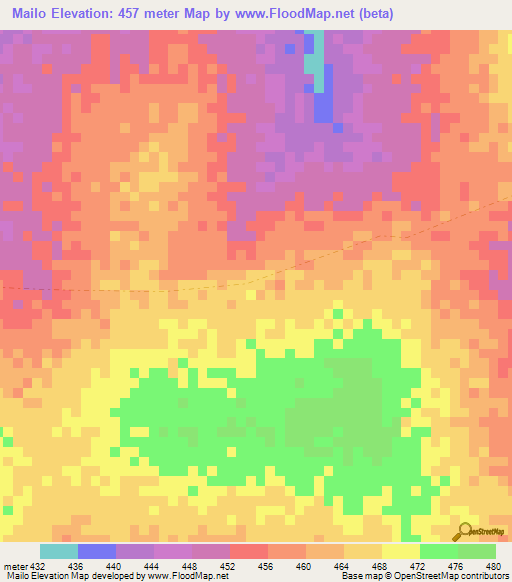 Mailo,Chad Elevation Map