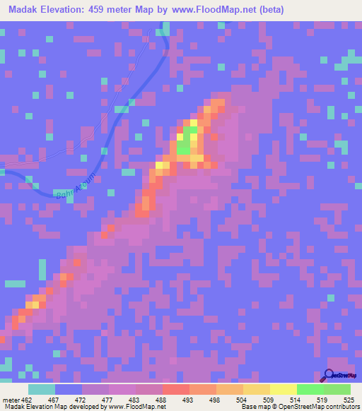Madak,Chad Elevation Map