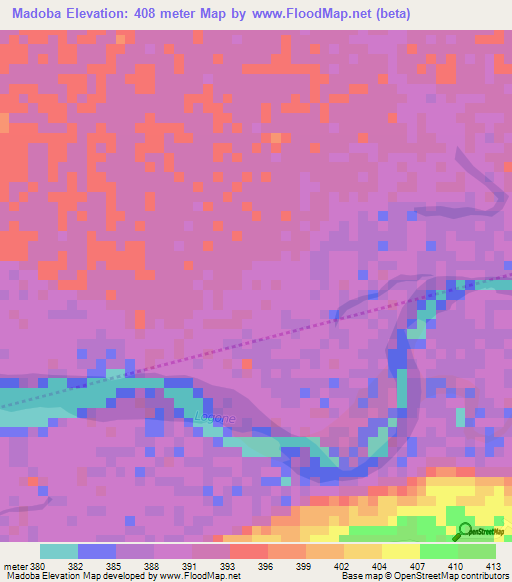 Madoba,Chad Elevation Map