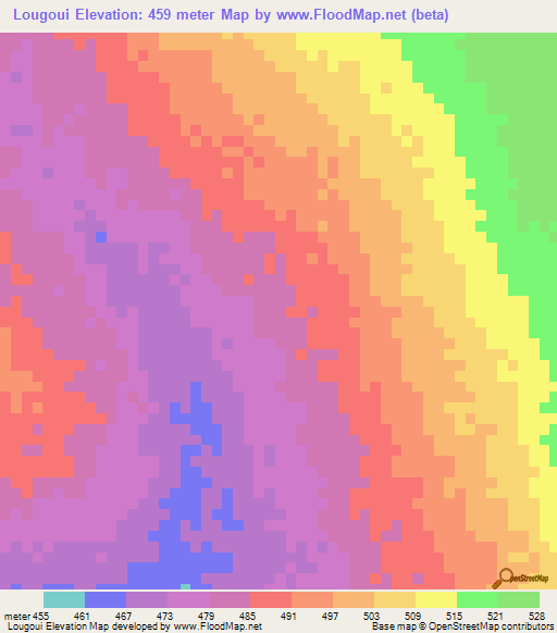 Lougoui,Chad Elevation Map