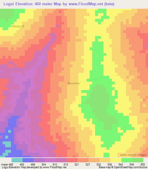 Logui,Chad Elevation Map