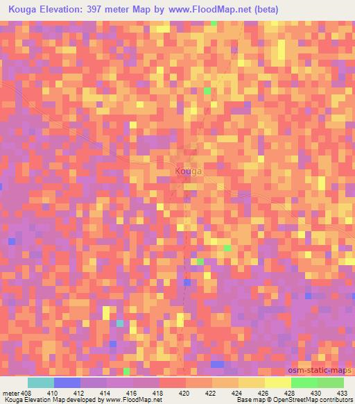 Kouga,Chad Elevation Map