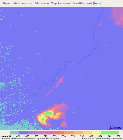 Karandeti,Chad Elevation Map
