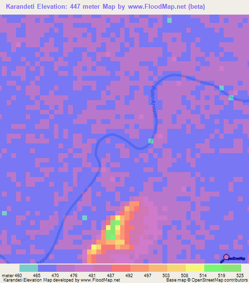 Karandeti,Chad Elevation Map