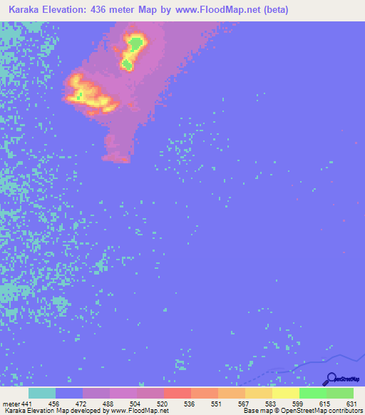 Karaka,Chad Elevation Map