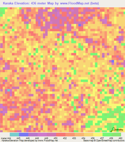 Karaka,Chad Elevation Map