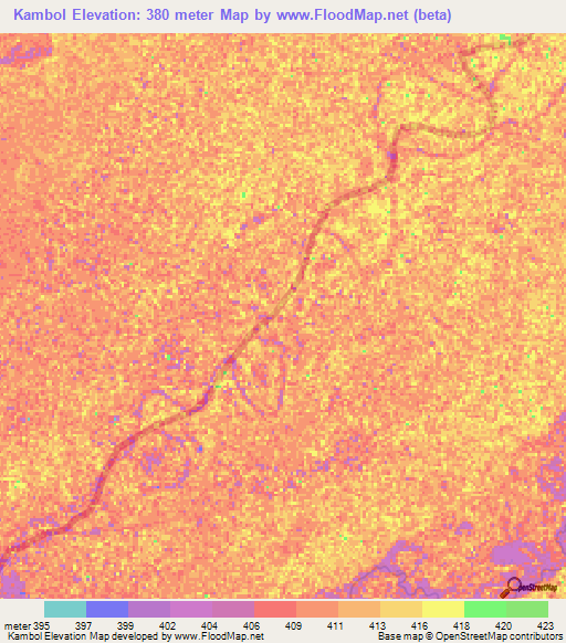 Kambol,Chad Elevation Map
