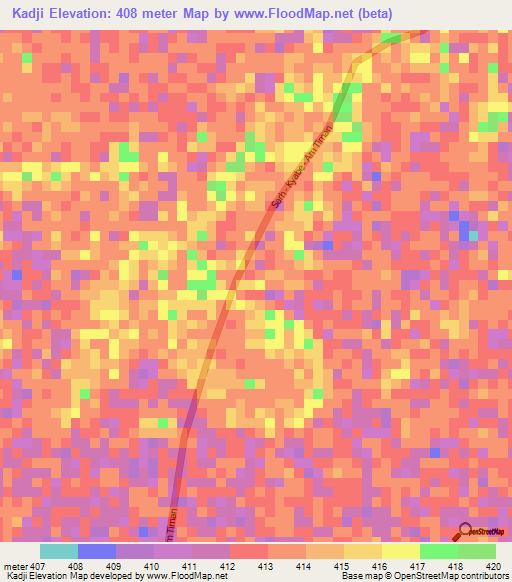 Kadji,Chad Elevation Map