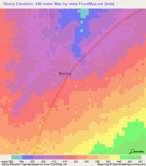 Benoy,Chad Elevation Map