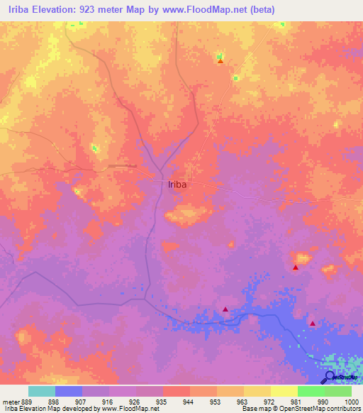 Iriba,Chad Elevation Map