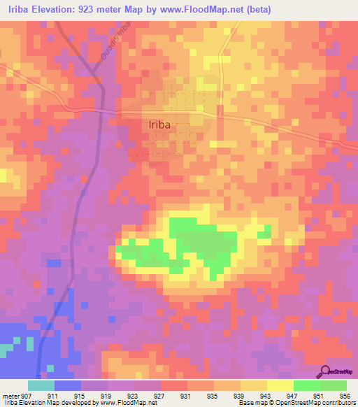 Iriba,Chad Elevation Map