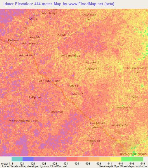 Idater,Chad Elevation Map
