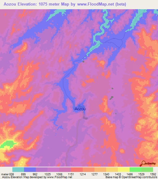 Aozou,Chad Elevation Map