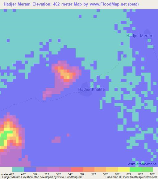 Hadjer Meram,Chad Elevation Map