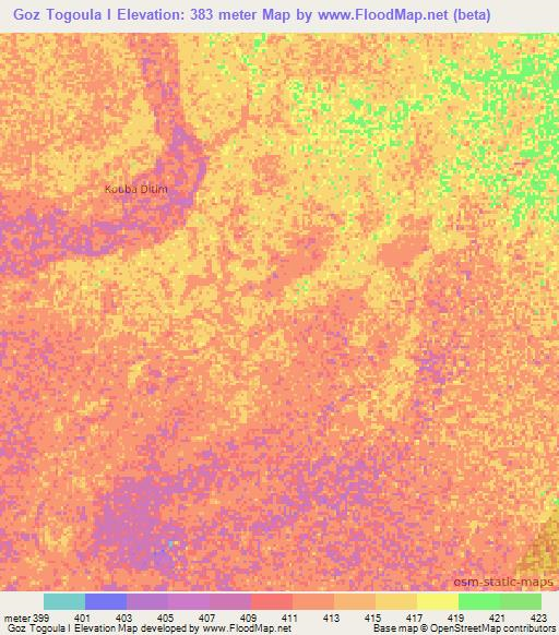 Goz Togoula I,Chad Elevation Map