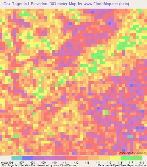 Goz Togoula I,Chad Elevation Map