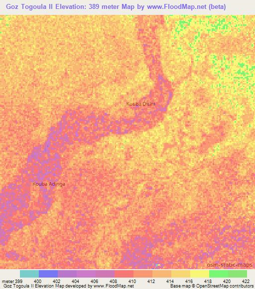 Goz Togoula II,Chad Elevation Map